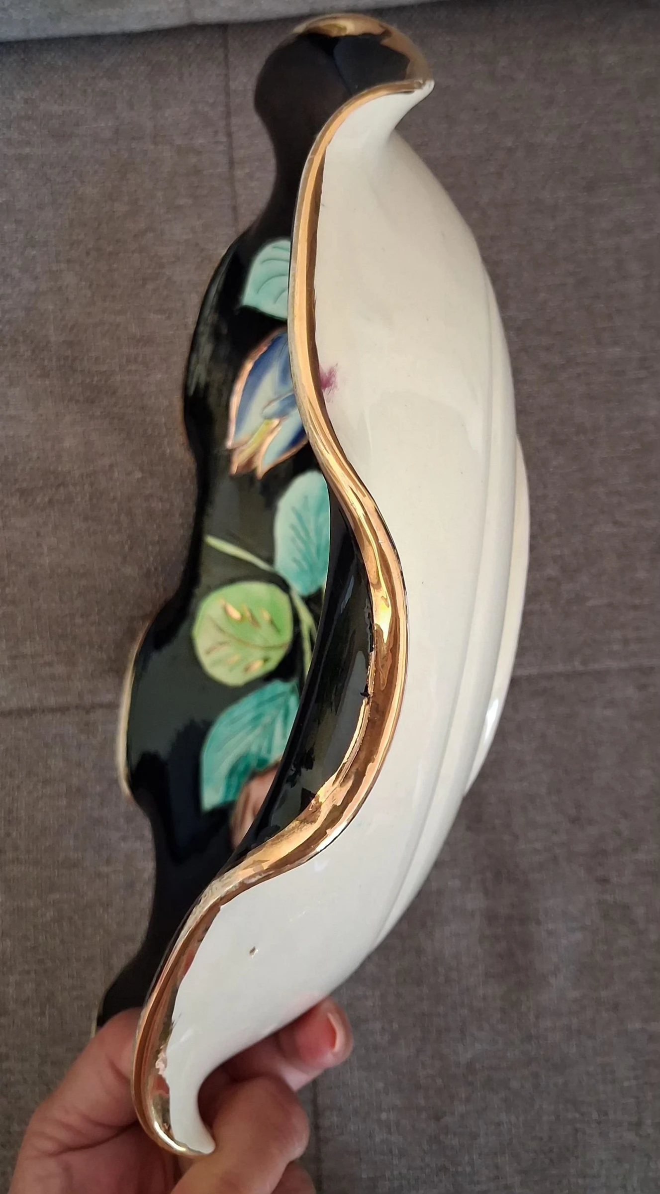 ​✨ Plat / Coupe Vallauris Vintage Années 50/60 – Céramique Décor Floral & Or Fine – photo 4